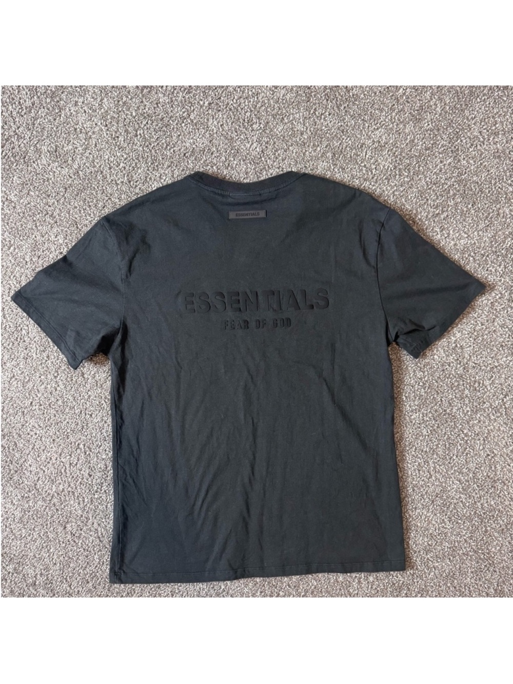 Essentials Black Short-Sleeve Embossed Logo Tee